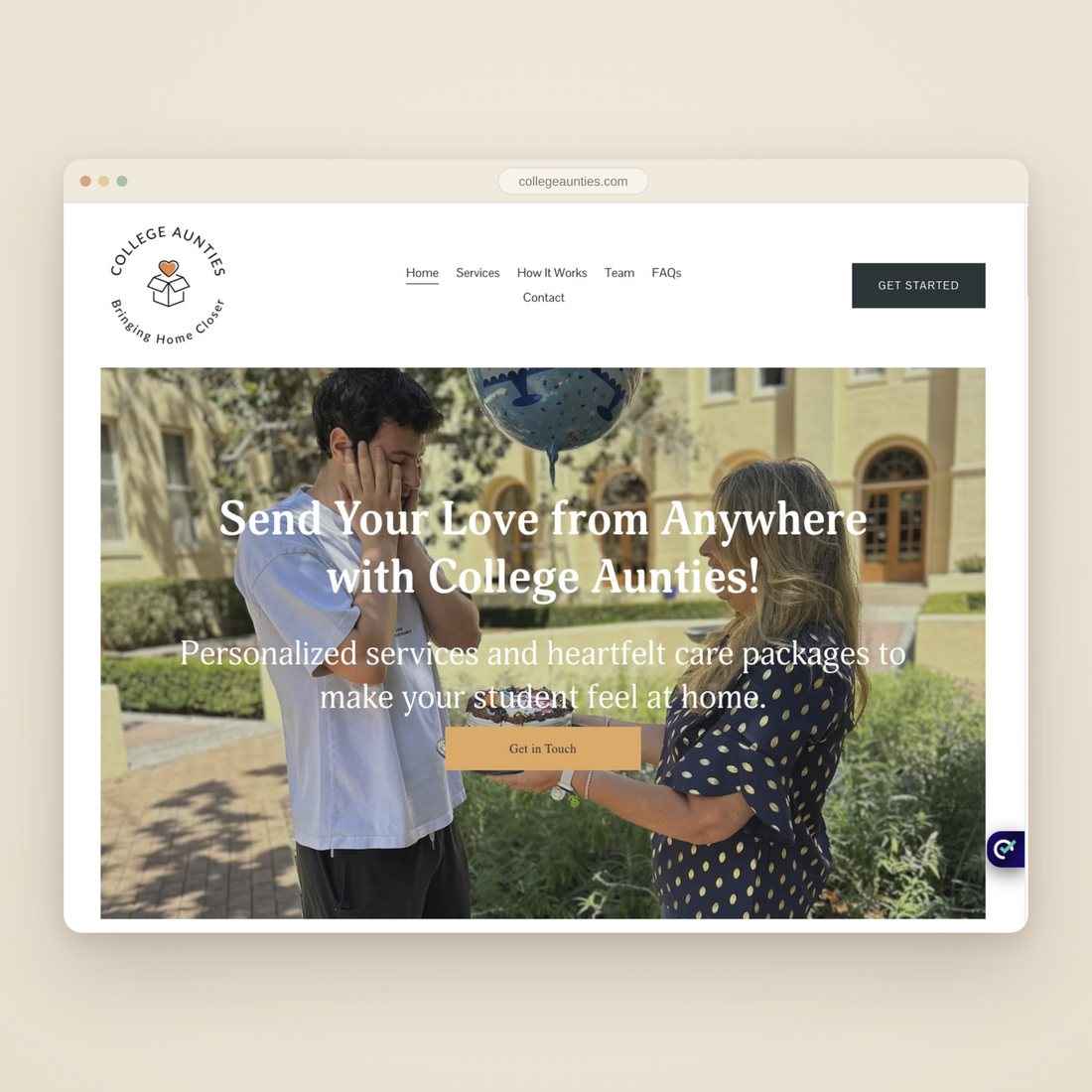 College Aunties website