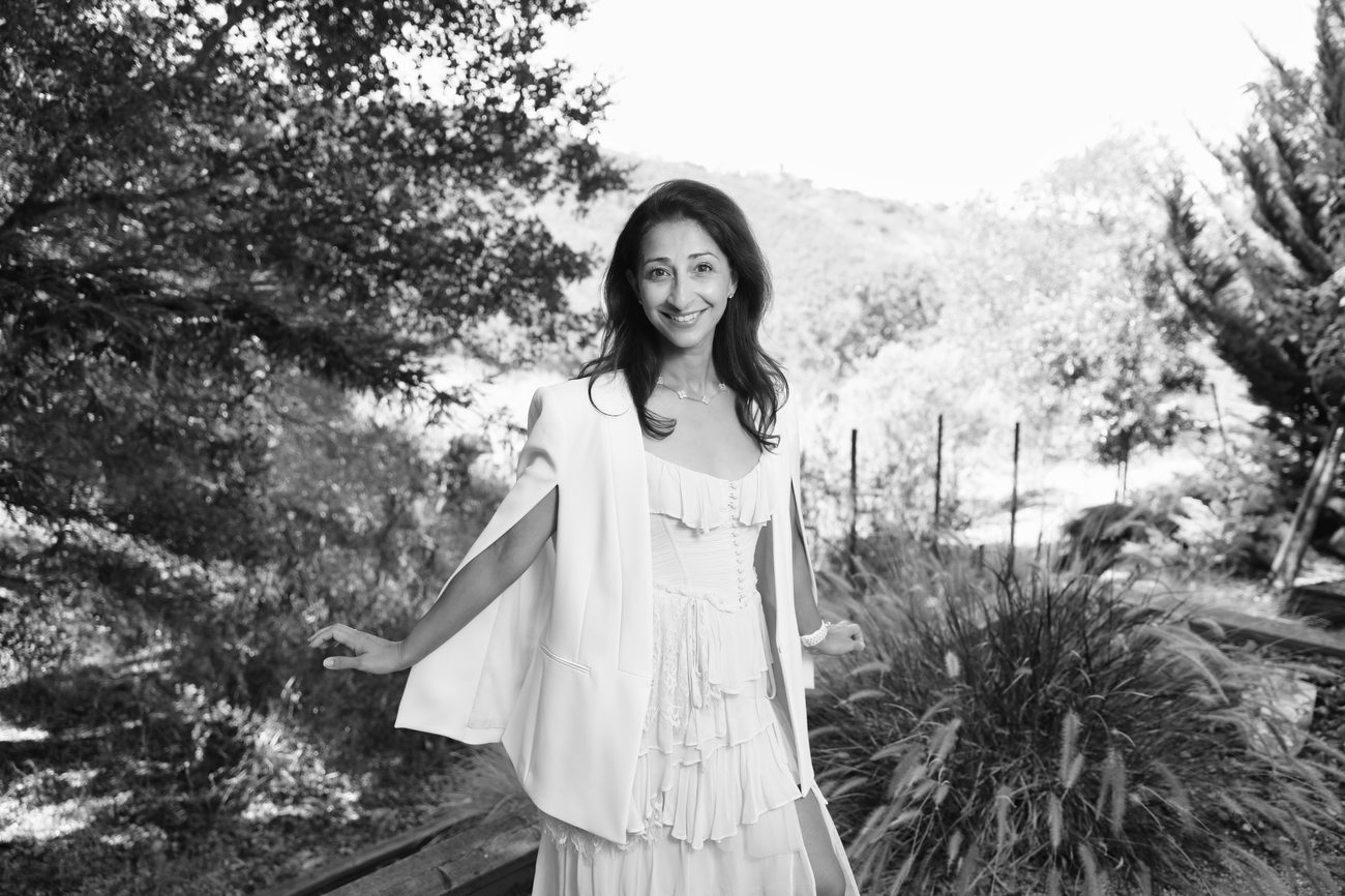 D*GLOW — black and white garden portrait